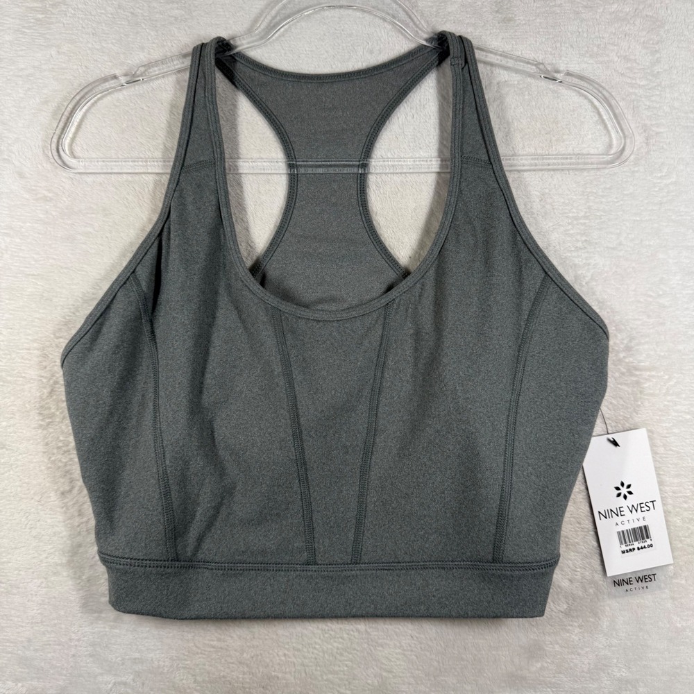 Nine West Active Womens 1X Gray Heather Racerback Sports Bra NWT